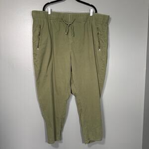 Meri Skye Olive Green Straight Leg Elastic Waist Pants - 24 - Women's Plus Size